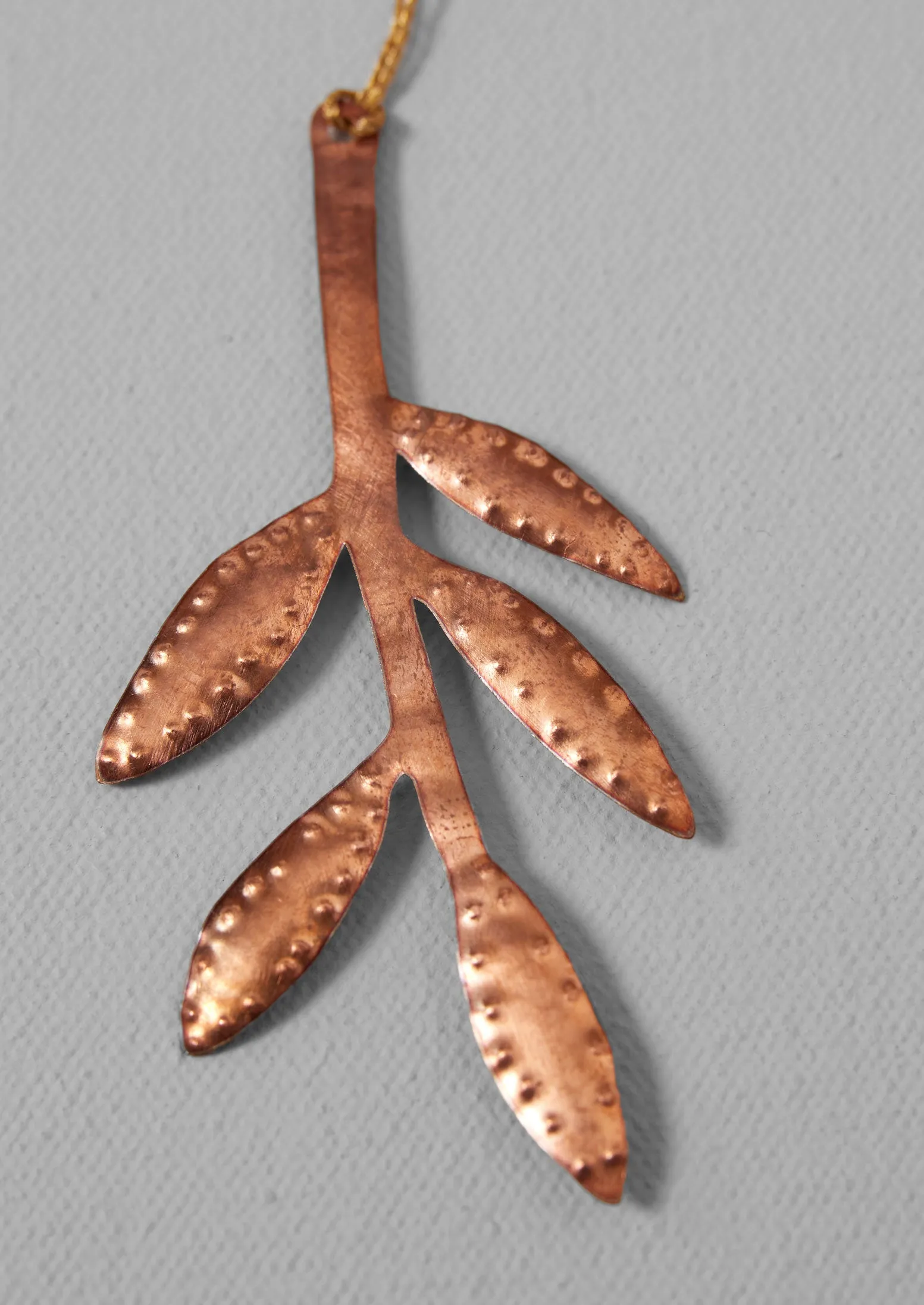 Hammered Metal Sprig Decoration | Copper