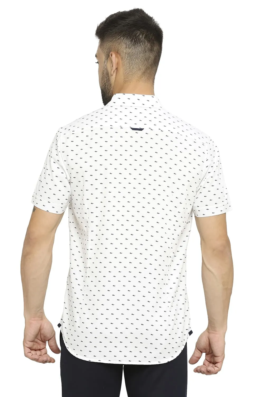 Slim Fit Cotton Polyester Twill Printed Halfsleeves Shirt